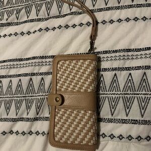 Maurices Tan and Cream Woven Wristlet